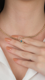 14 Ayar Altın Nazar Boncuklu Yıldızlı Zincir Kolye - Görsel 3