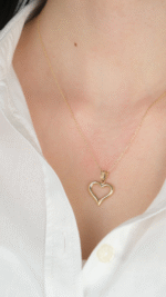 14 Ayar Altın İçi Boş Kalpli Kolye Ucu 496 - Görsel 4