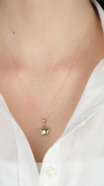 14 Ayar Altın Bombeli Yıldız Kolye Ucu 497 - Görsel 3