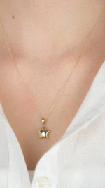 14 Ayar Altın Bombeli Yıldız Kolye Ucu 497 - Görsel 2