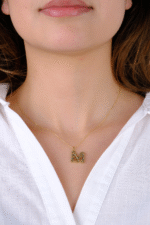 14 Ayar Altın M Kalemli Harf Kolye Ucu 110 - Görsel 5