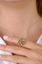 14 Ayar Altın M Kalemli Harf Kolye Ucu 110 - Görsel 4