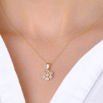 14 Ayar Altın Taşlı Kar Tanesi Kolye Ucu 393