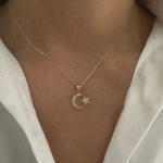 14 Ayar Altın Taşlı Ay Yıldız Kolye Ucu 509