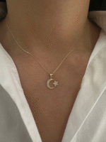 14 Ayar Altın Taşlı Ay Yıldız Kolye Ucu 509