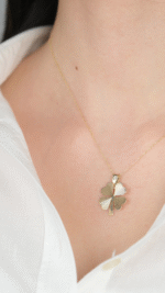 14 Ayar Altın Kalemli Yoncalı Kolye Ucu 487 - Görsel 2