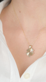 14 Ayar Altın Kalemli Yonca Kolye Ucu 489 - Görsel 2