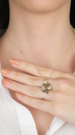 14 Ayar Altın Kalemli Yoncalı Kolye Ucu 487 - Görsel 3