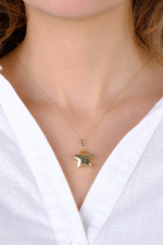 14 Ayar Altın Bombeli Yıldız Kolye Ucu 356 - Görsel 4