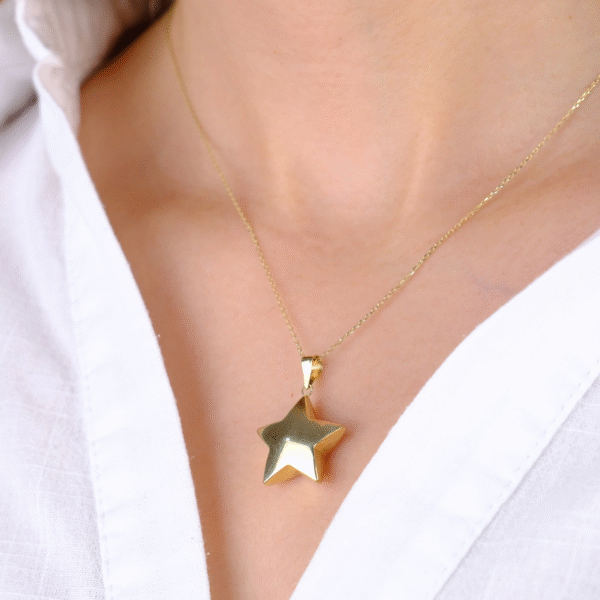 14 Ayar Altın Bombeli Yıldız Kolye Ucu 356