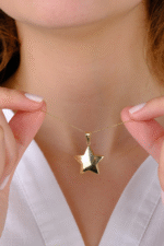 14 Ayar Altın Bombeli Yıldız Kolye Ucu 356 - Görsel 2