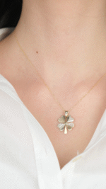 14 Ayar Altın Kalemli Yonca Kolye Ucu 464