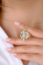 14 Ayar Altın Yoncalı Kolye Ucu 373 - Görsel 2