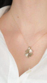 14 Ayar Altın Kalemli Yonca Kolye Ucu 462 - Görsel 2