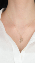 14 Ayar Altın İçi Boş Yonca Kolye Ucu 482 - Görsel 2