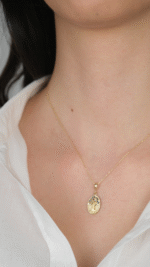 14 Ayar Altın Ağaç Desenli Plaka Kolye Ucu 488 - Görsel 2