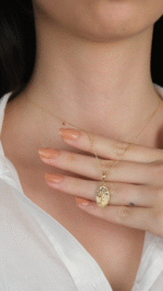 14 Ayar Altın Ağaç Desenli Plaka Kolye Ucu 488 - Görsel 4