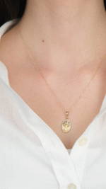 14 Ayar Altın Ağaç Desenli Plaka Kolye Ucu 488 - Görsel 3