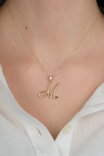 14 Ayar Altın M Harfi Kolye Ucu 514 - Görsel 2