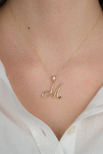 14 Ayar Altın M Harfi Kolye Ucu 514 - Görsel 4