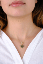 14 Ayar Altın Taşlı Kalpli Charm 154 - Görsel 3