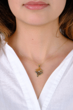 14 Ayar Altın Taşlı Yonca Kolye Ucu 382 - Görsel 5