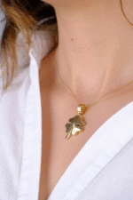 14 Ayar Altın Taşlı Yonca Kolye Ucu 382 - Görsel 2