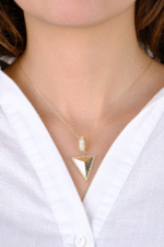 14 Ayar Altın Üçgen Taşlı Kolye Ucu 284 - Görsel 5