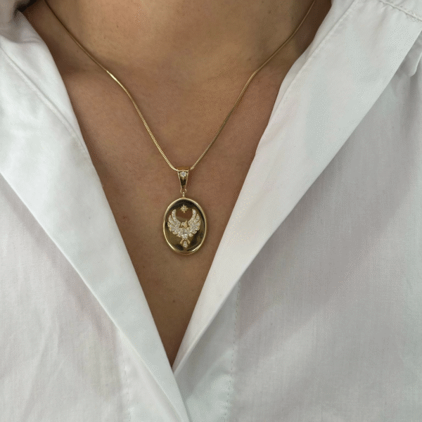 14 Ayar Altın Plakada Anka Kuşu Kolye Ucu 518