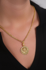 14 Ayar Altın Tuğralı Kolye Ucu 62 - Görsel 2