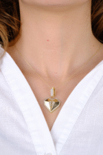 14 Ayar Altın Taşlı Kalpli Şekilli Kolye Ucu 282 - Görsel 4