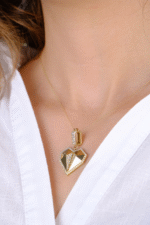 14 Ayar Altın Taşlı Kalpli Şekilli Kolye Ucu 282 - Görsel 3