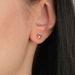 14 Ayar Altın Taşlı Yıldız Vidalı Küpe