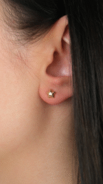 14 Ayar Altın Taşlı Yıldız Vidalı Küpe - Görsel 2