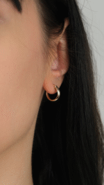 14 Ayar Altın Sade Halka Küpe 1001 - Görsel 2