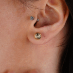 14 Ayar Altın Desenli Top Küpe 675