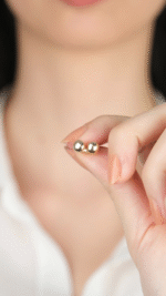 14 Ayar Altın Vidalı Top Küpe 1033 - Görsel 3