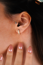 14 Ayar Altın Taşlı Küpe 688 - Görsel 2