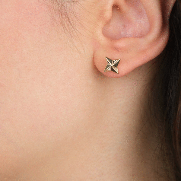 14 Ayar Altın Vidalı Yıldız Küpe 1030