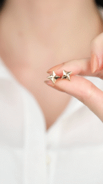 14 Ayar Altın Vidalı Yıldız Küpe 1030 - Görsel 4