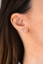 14 Ayar Altın Taşlı Kare Küpe 636 - Görsel 2