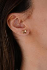 14 Ayar Altın Taşlı Kelebek Küpe 683 - Görsel 2