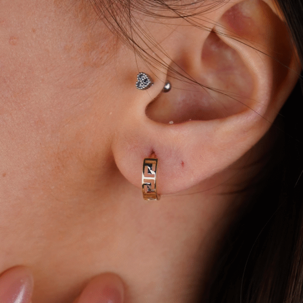 14 Ayar Altın Labirent Desen Halka Küpe 673