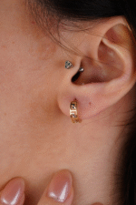 14 Ayar Altın Labirent Desen Halka Küpe 673 - Görsel 3