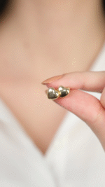 14 Ayar Altın Kalpli Vidalı Küpe 1027 - Görsel 3