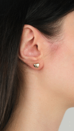 14 Ayar Altın Kalpli Vidalı Küpe 1027 - Görsel 2