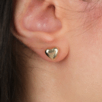 14 Ayar Altın Kalpli Vidalı Küpe 1027