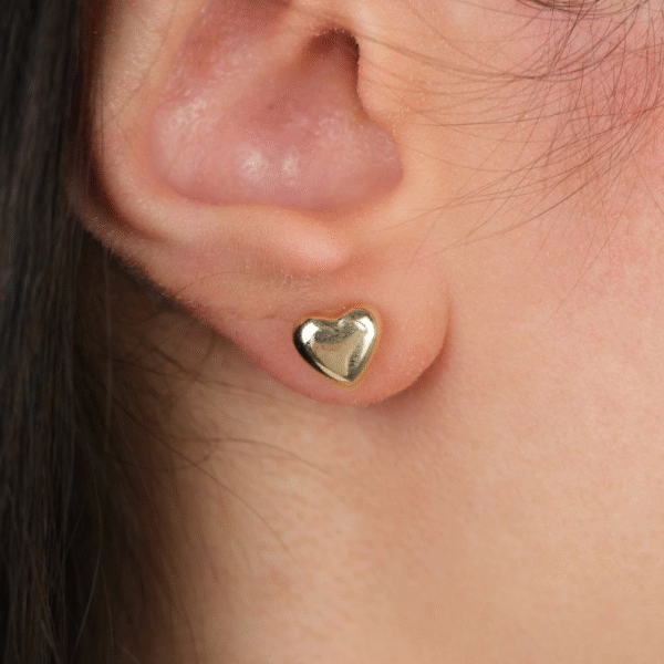 14 Ayar Altın Kalpli Vidalı Küpe 1027