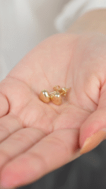 14 Ayar Altın Kalpli Vidalı Küpe 1027 - Görsel 4