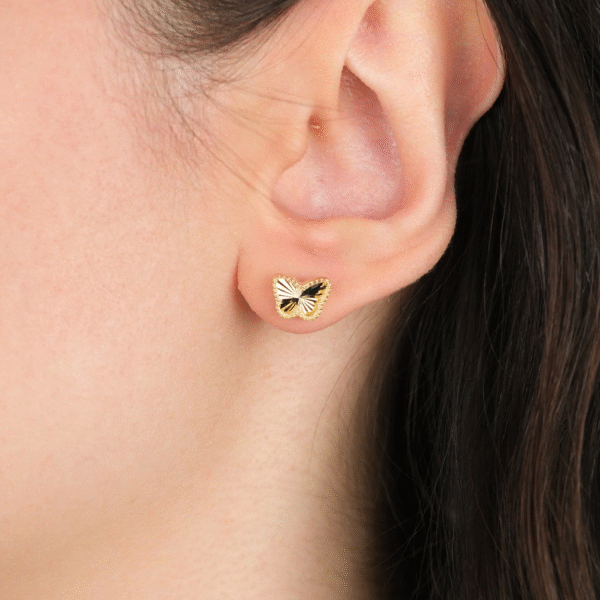 14 Ayar Altın Kelebekli Vidalı Küpe 1028